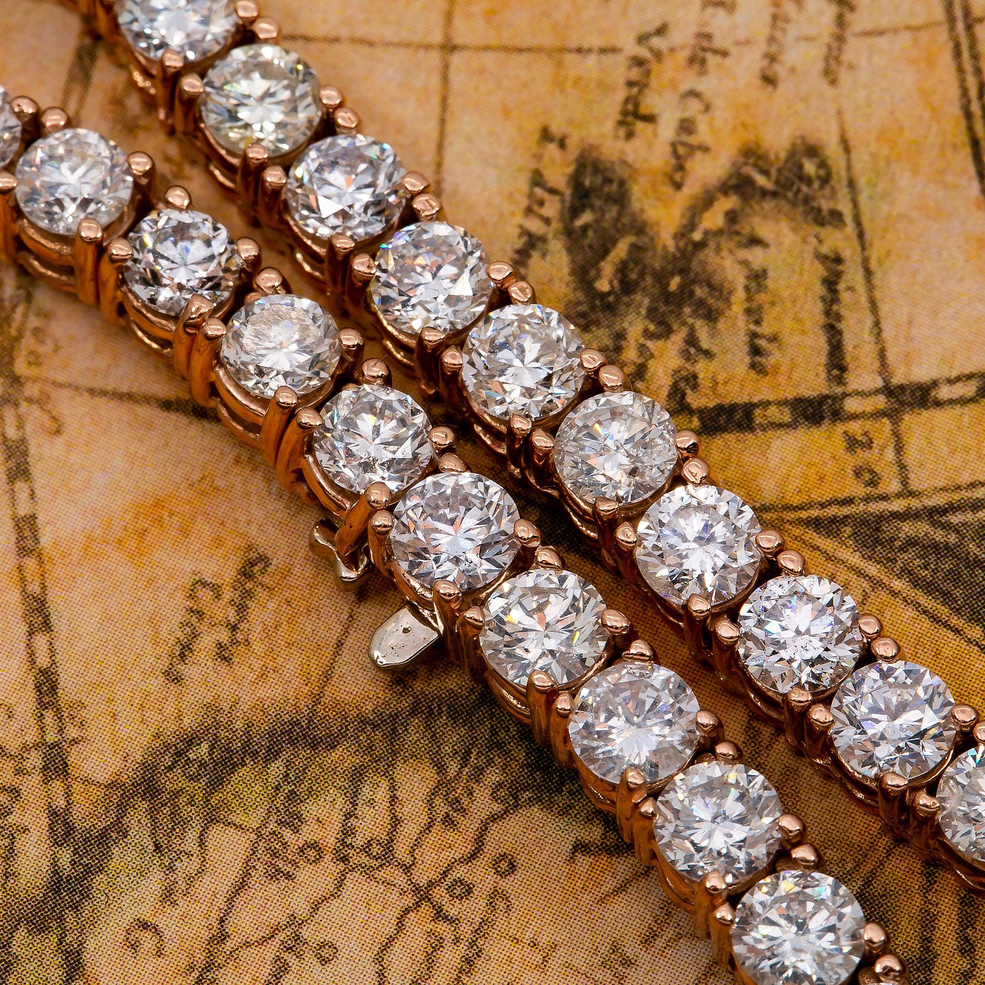 14K Rose Gold Unisex Tennis Chain With 44 CT Diamonds