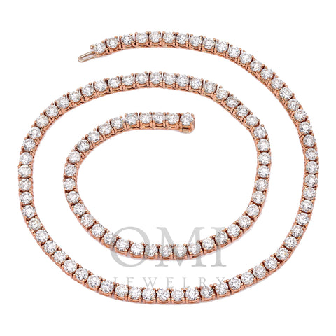 14K Rose Gold Unisex Tennis Chain With 44 CT Diamonds