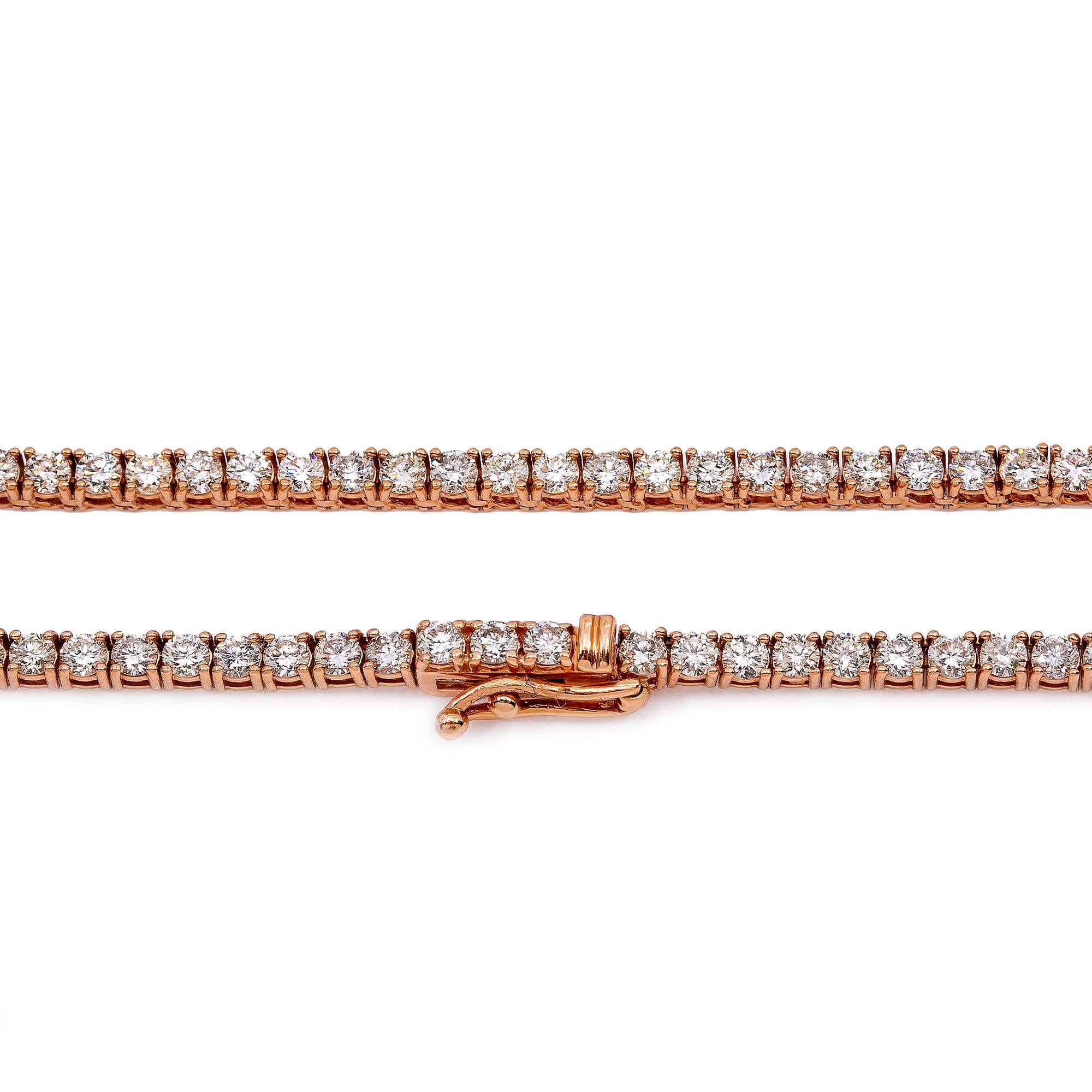 14K Rose Gold Unisex Tennis Chain With 11.00 CT Diamonds
