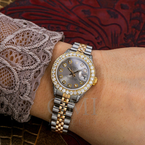 Dynamics At regere Udsigt Rolex Lady-Datejust 6917 26MM Silver Diamond Dial With Two Tone Bracel -  OMI Jewelry