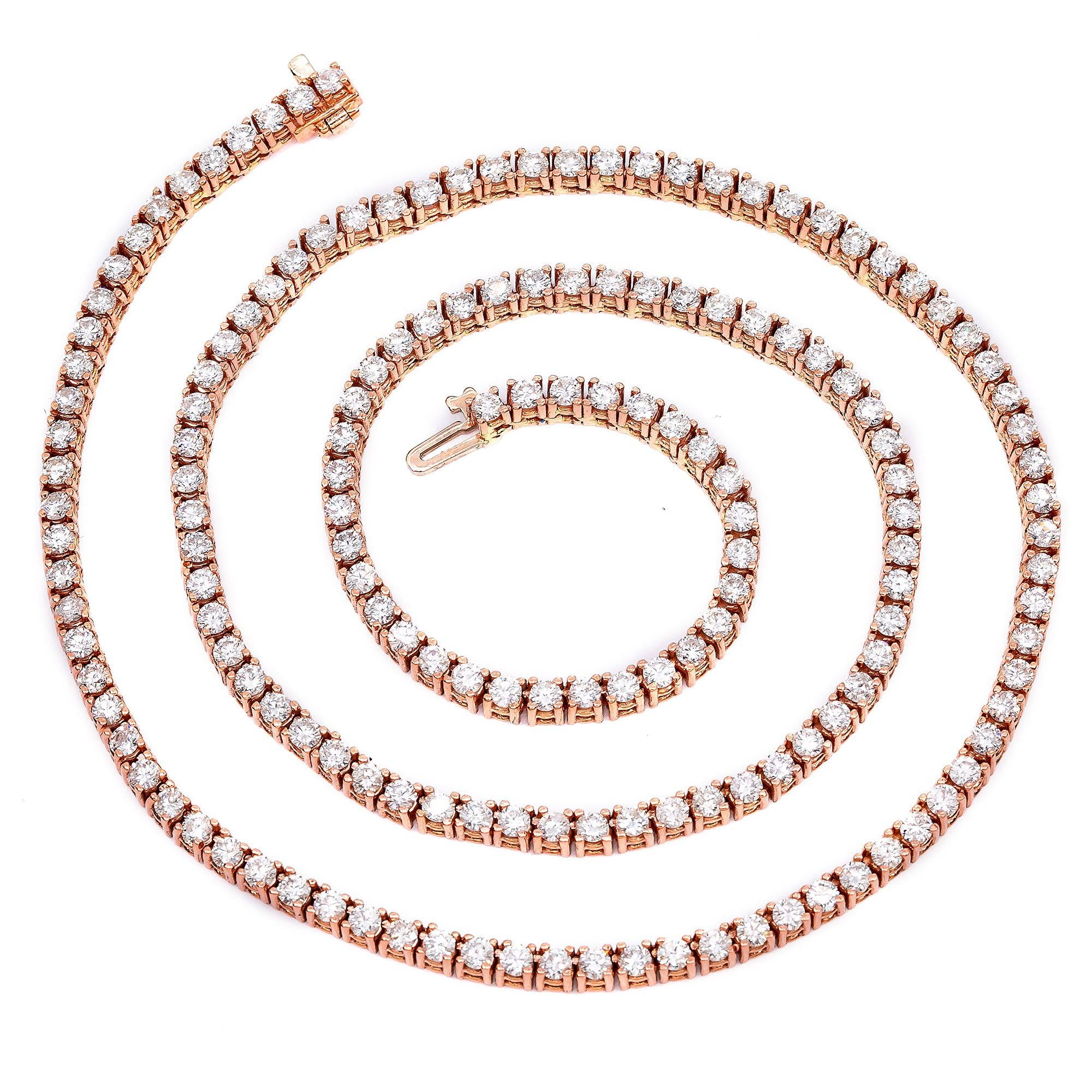 14K Rose Gold Men's Tennis Chain With 14 CT Diamonds