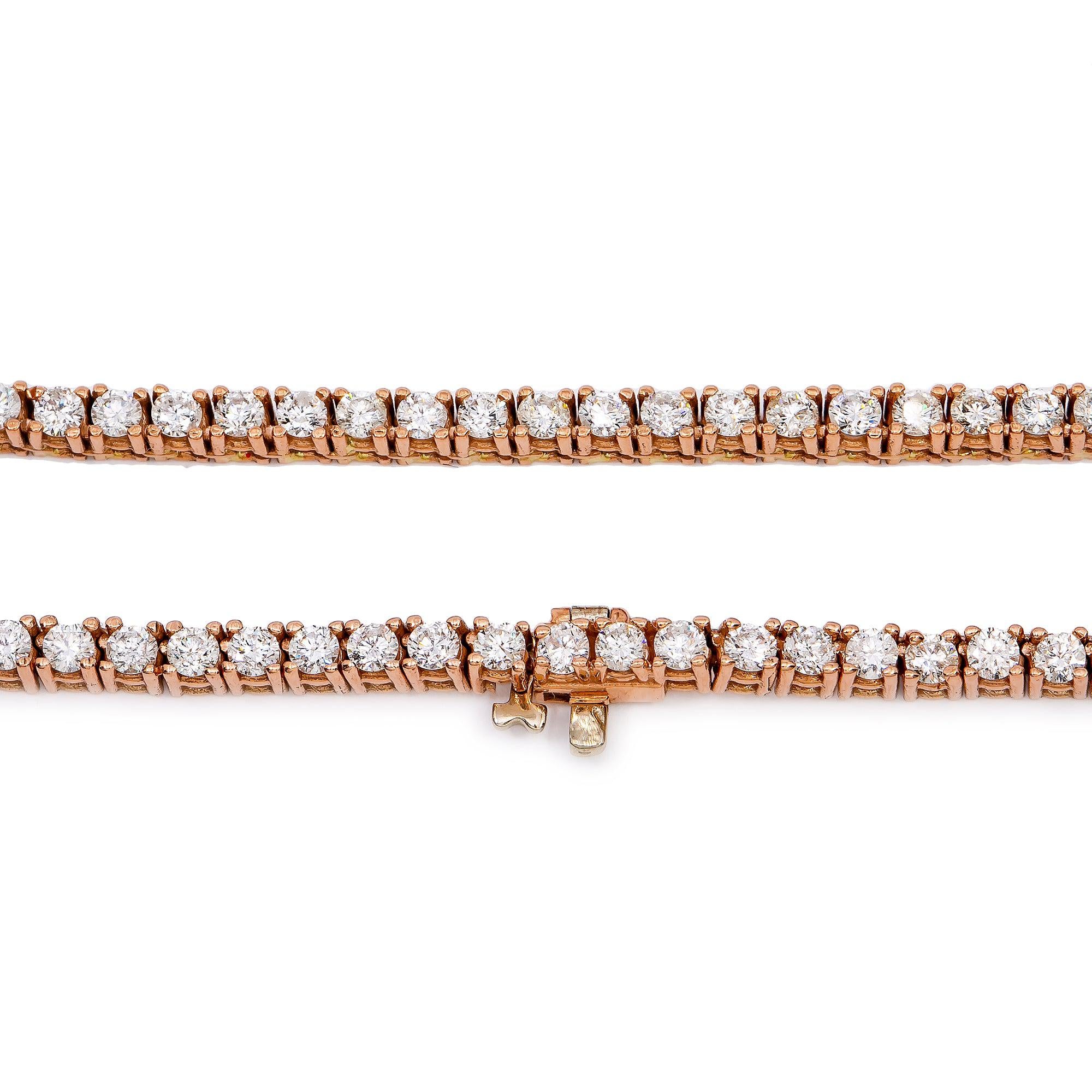 14K Rose Gold Men's Tennis Chain With 14 CT Diamonds