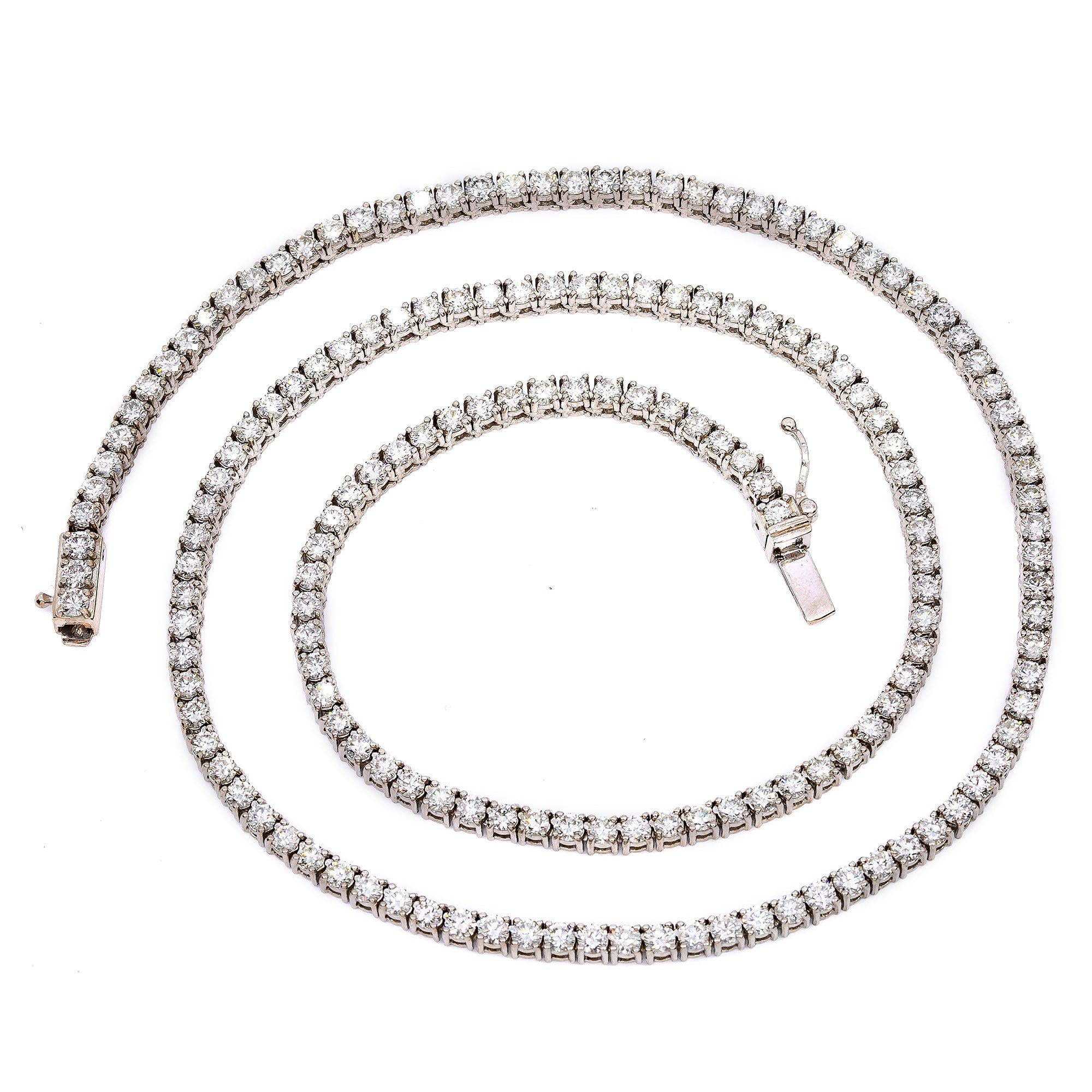 14K White Gold Men's Tennis Chain With 18 CT Diamonds