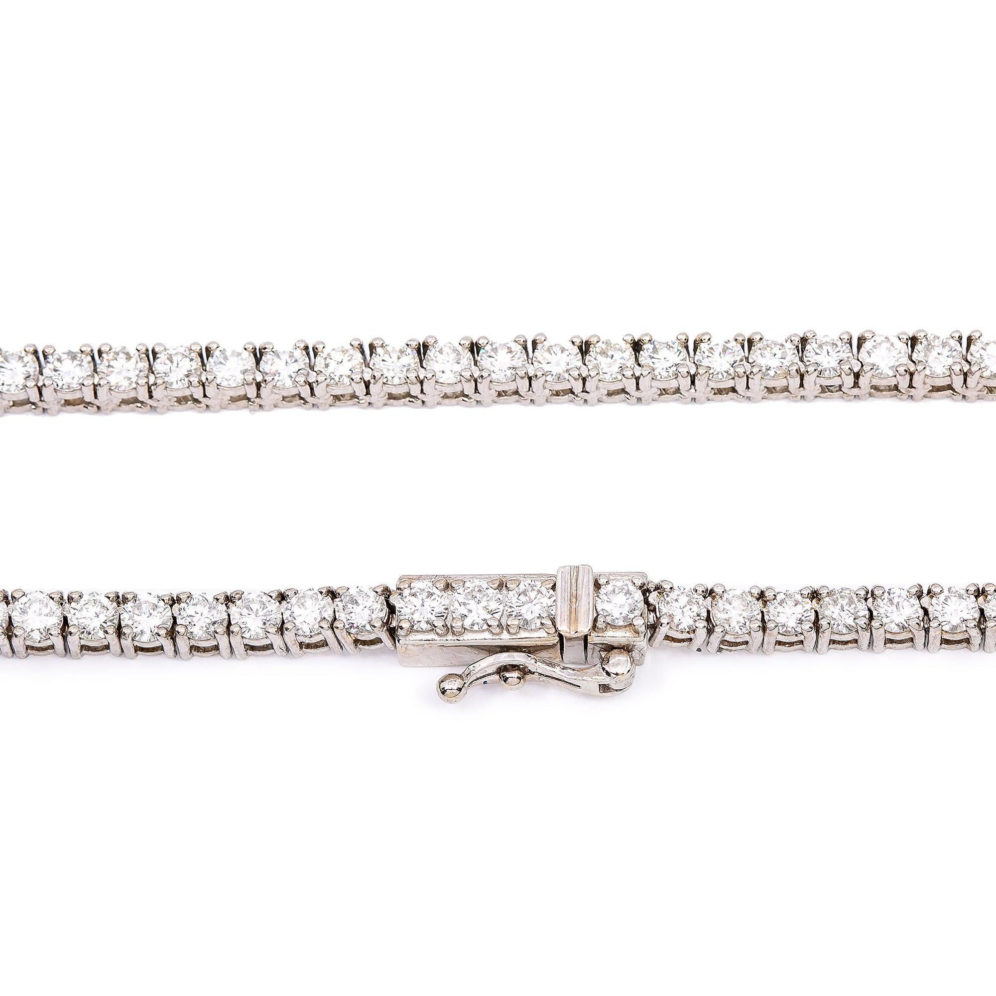 14K White Gold Men's Tennis Chain With 18 CT Diamonds