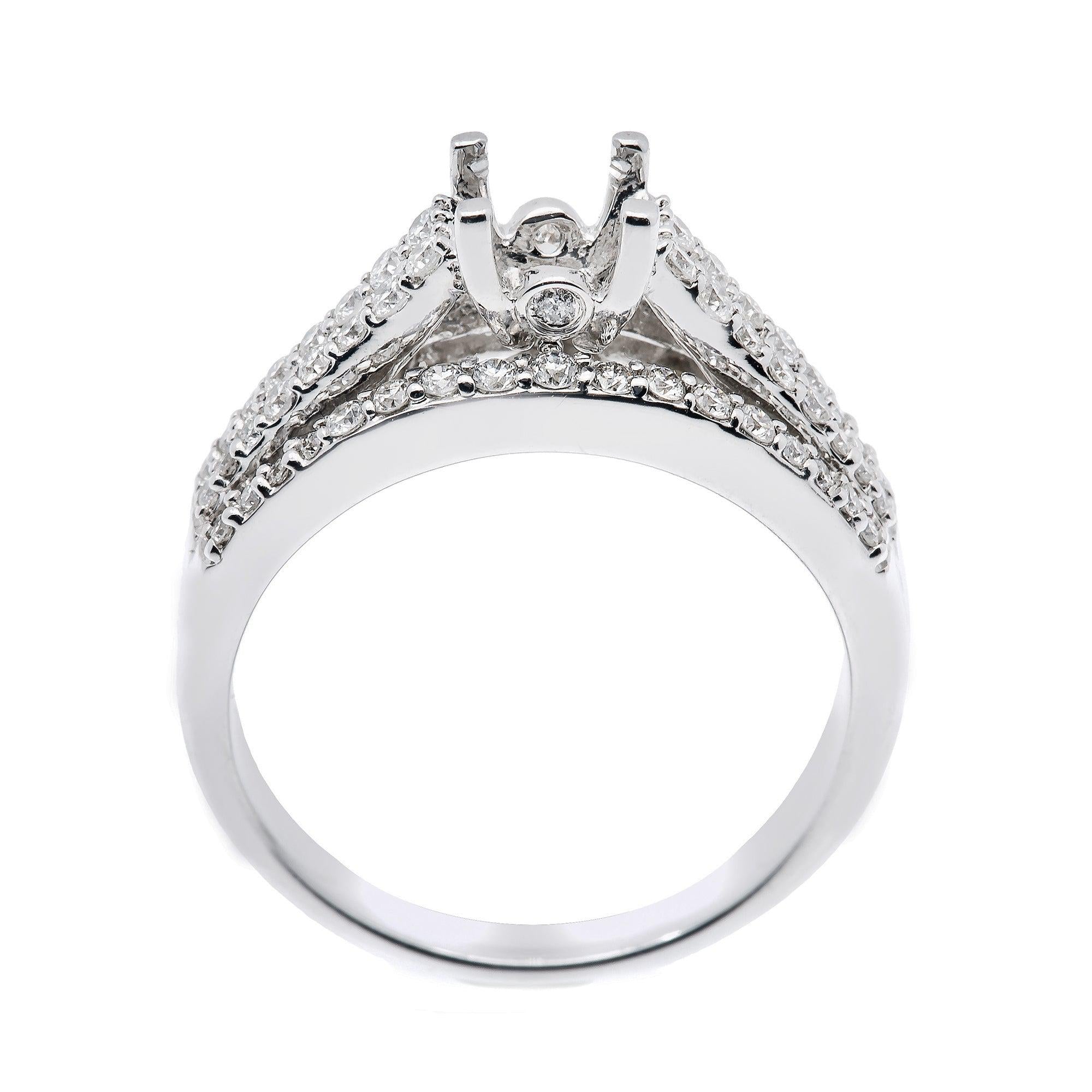18K White Gold Round Diamond Semi-Mount Ring