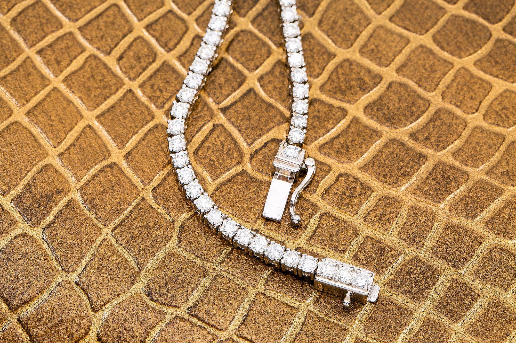 14K White Gold Men's Tennis Chain With 15 CT Diamonds