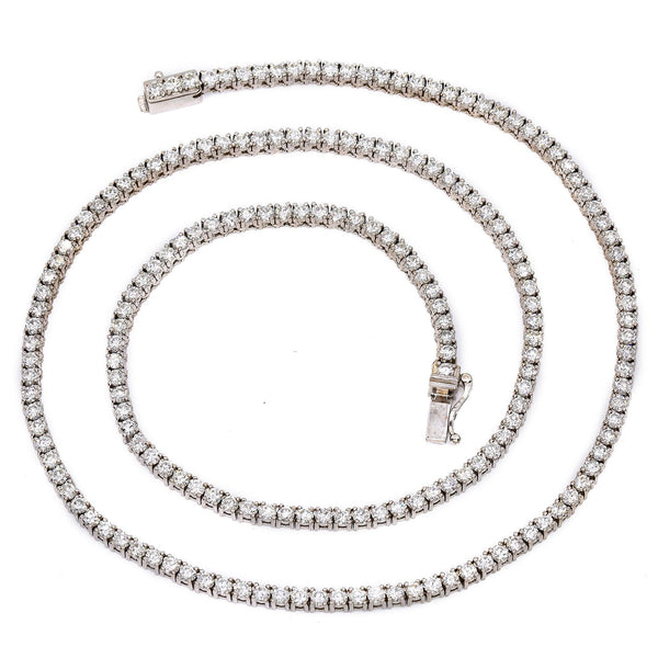 14K White Gold Men's Tennis Chain With 15 CT Diamonds