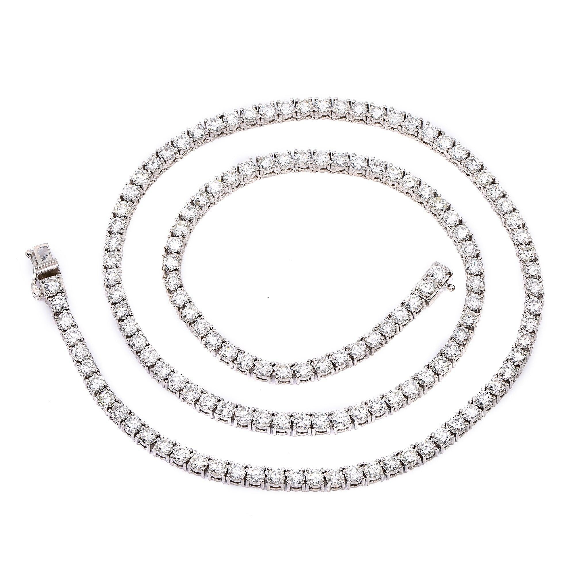 14K White Gold Unisex Tennis Chain with 18.00 CT Diamonds