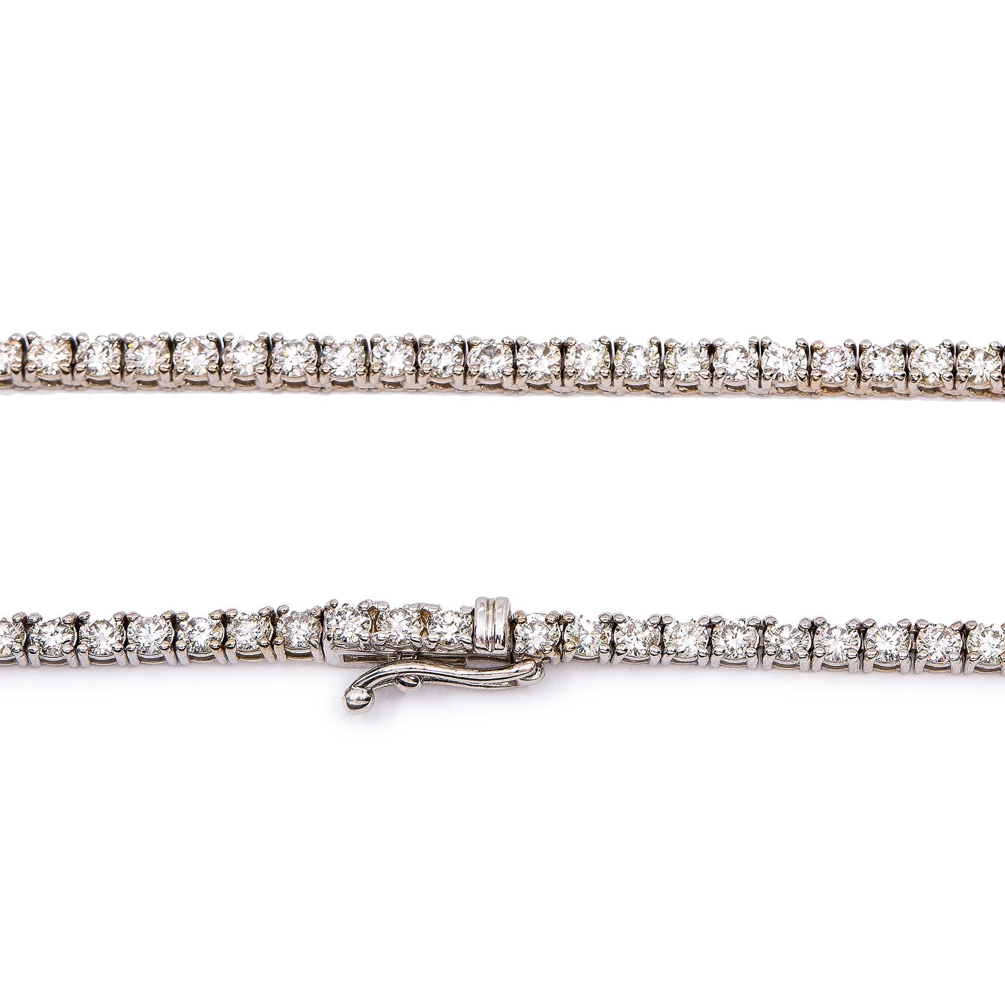 14K White Gold Men's Tennis Chain With 10.00 CT Diamonds