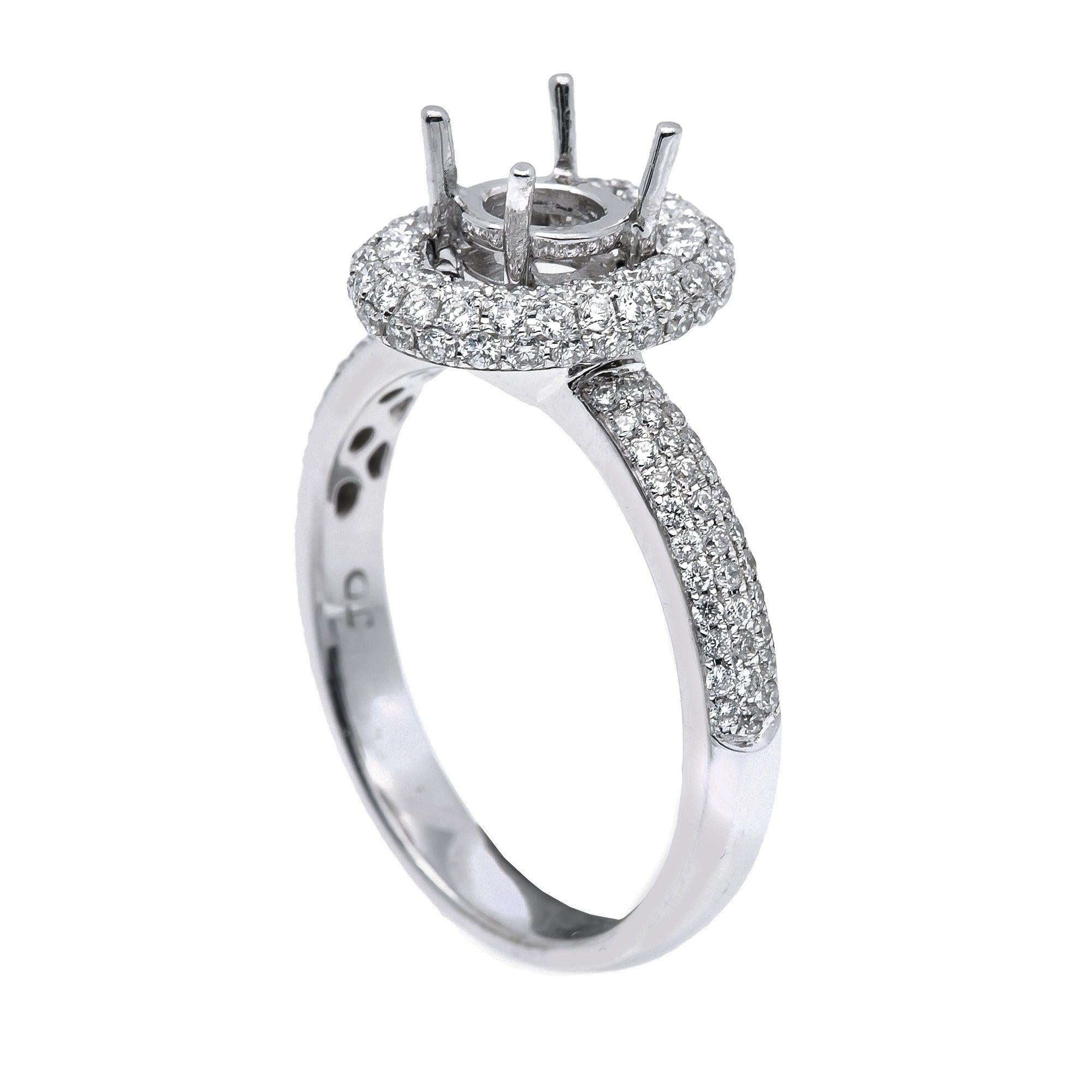 14K White Gold Round Diamond Semi-Mount Ring