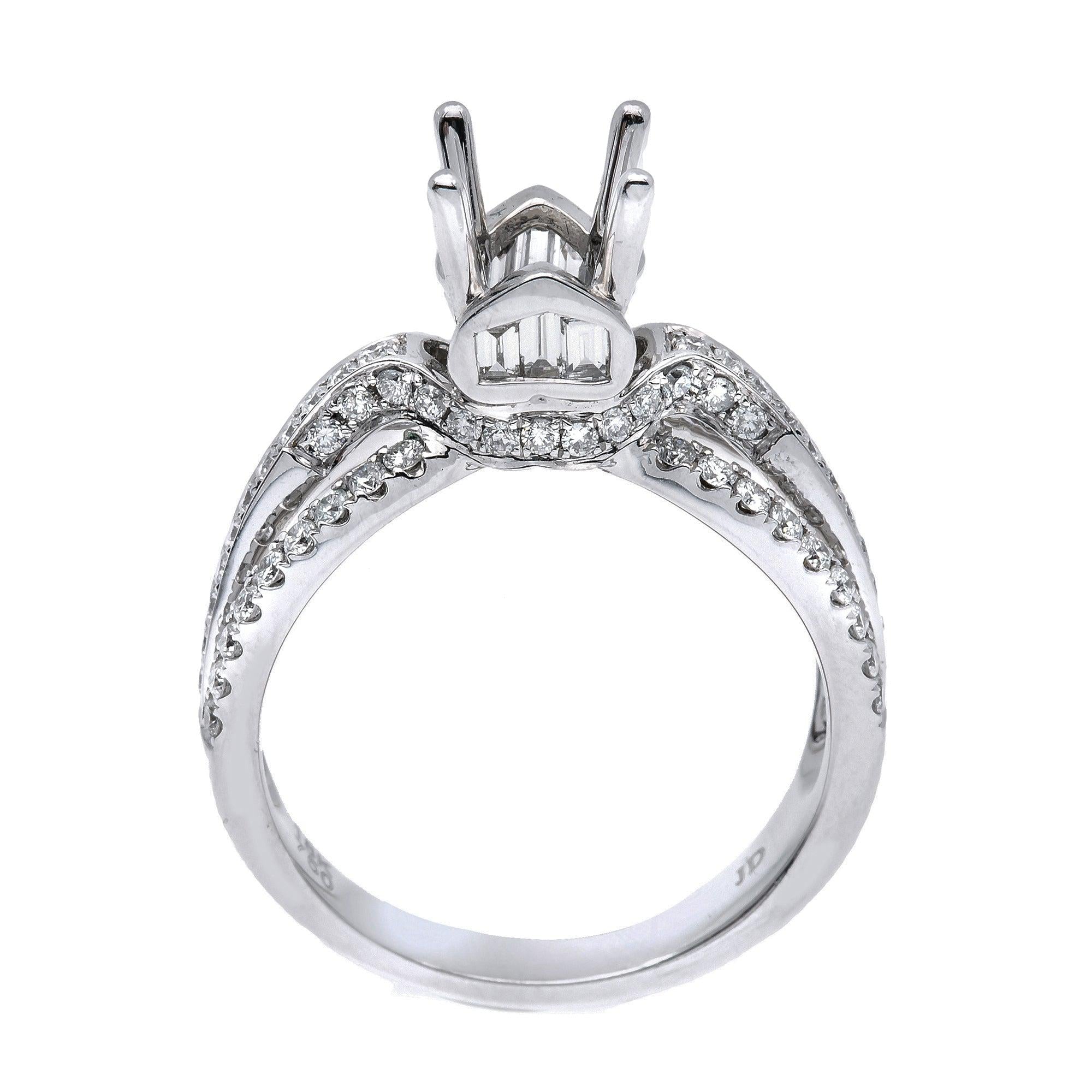 14K White Gold Round Diamond Semi-Mount Ring