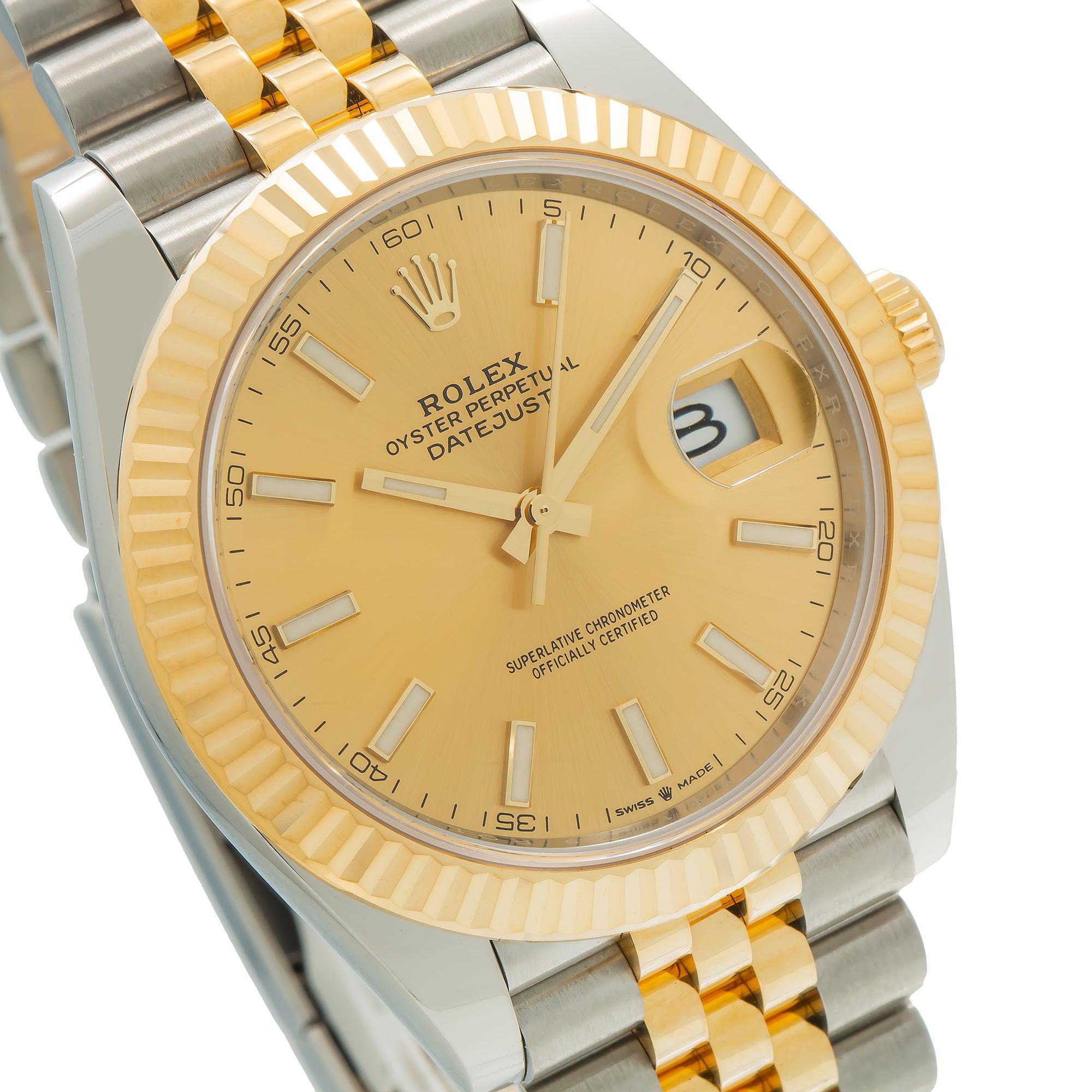 Rolex Datejust 41MM 126333 Champagne Dial Fluted Bezel Two Tone Yellow Gold Jubilee Bracelet
