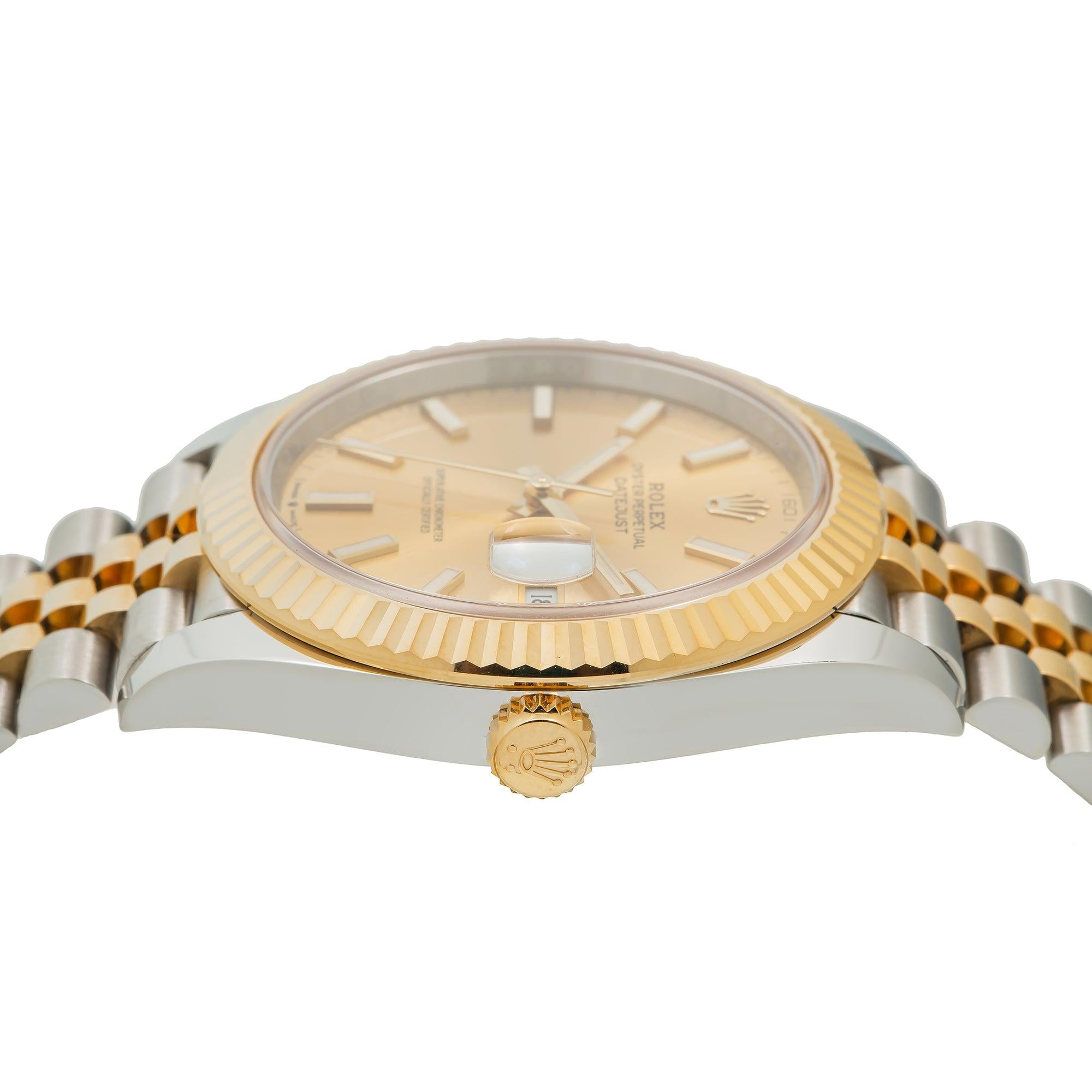 Rolex Datejust 41MM 126333 Champagne Dial Fluted Bezel Two Tone Yellow Gold Jubilee Bracelet