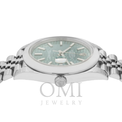 Rolex Oystersteel Datejust 126300 41MM Mint Green Motif Dial With Jubilee Bracelet