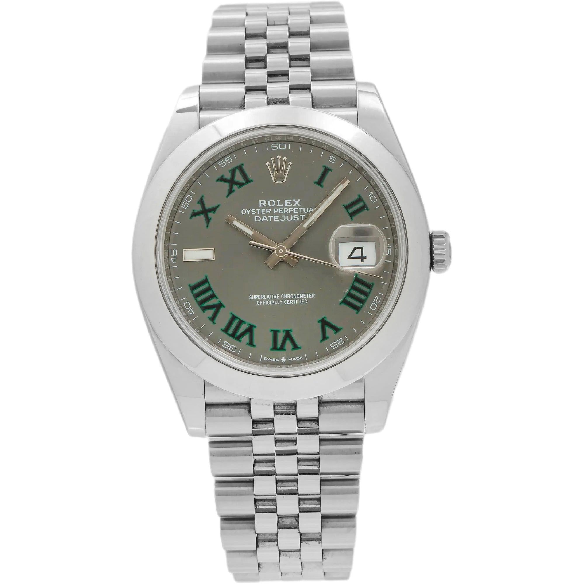 Rolex Datejust 41MM 126300 Slate Gray Roman Dial Smooth Bezel Stainless Steel Jubilee Bracelet