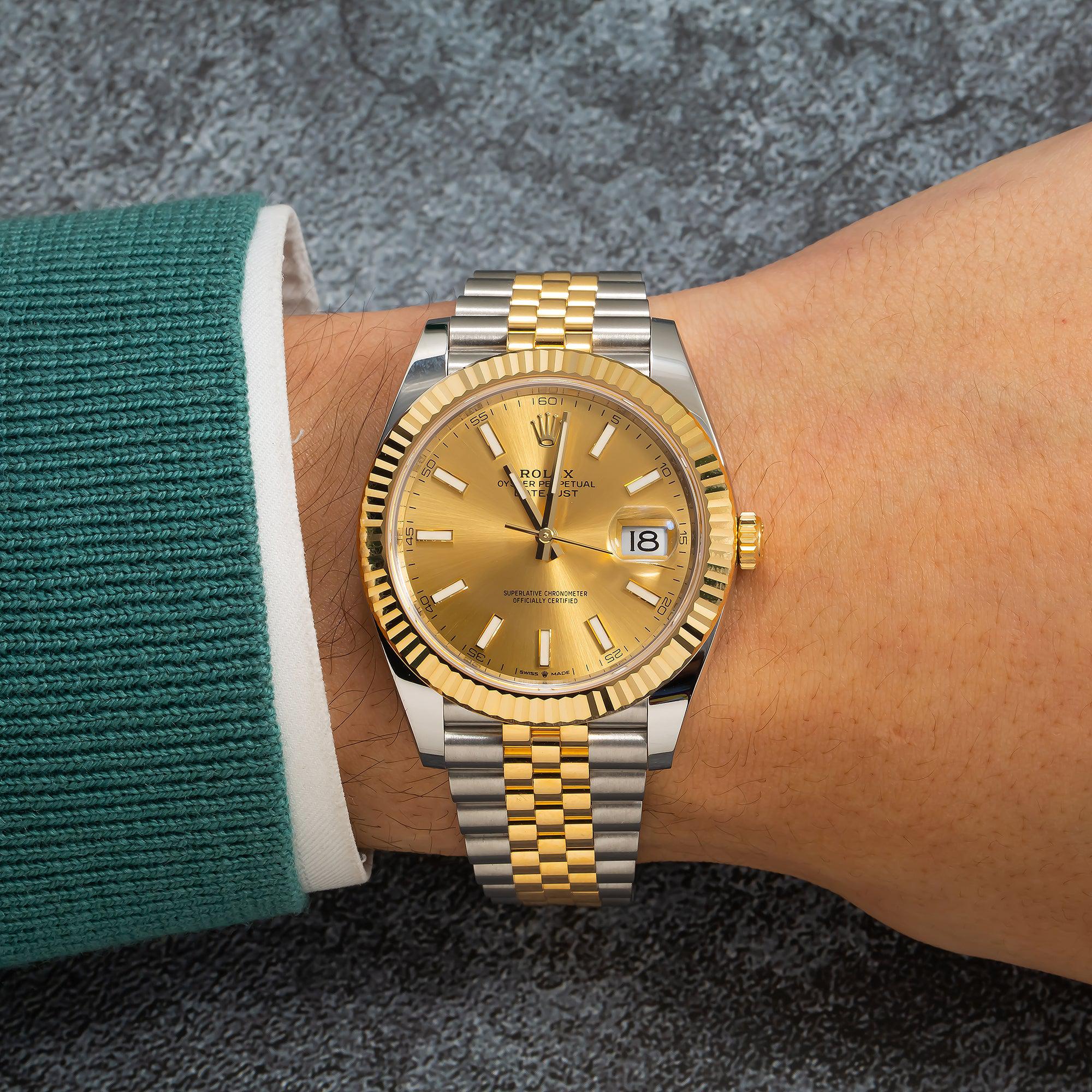 Rolex Datejust 41MM 126333 Champagne Dial Fluted Bezel Two Tone Yellow Gold Jubilee Bracelet