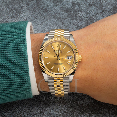 Løb Armstrong Higgins Rolex Datejust 126333 41MM Champagne Dial With Two Tone Jubilee Bracel -  OMI Jewelry