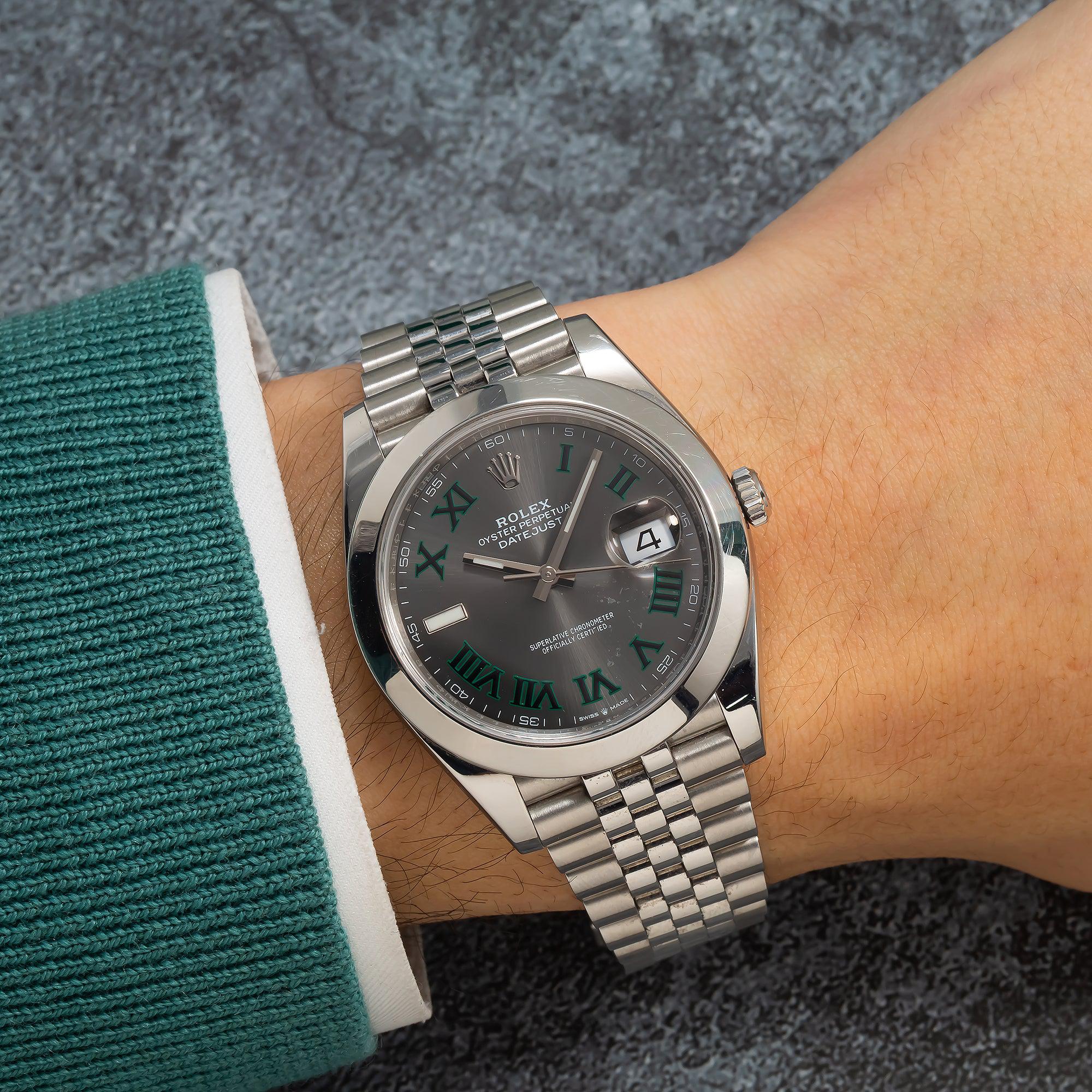 Rolex Datejust 41MM 126300 Wimbledon Gray Roman Dial Smooth Bezel Stainless Steel Jubilee Bracelet