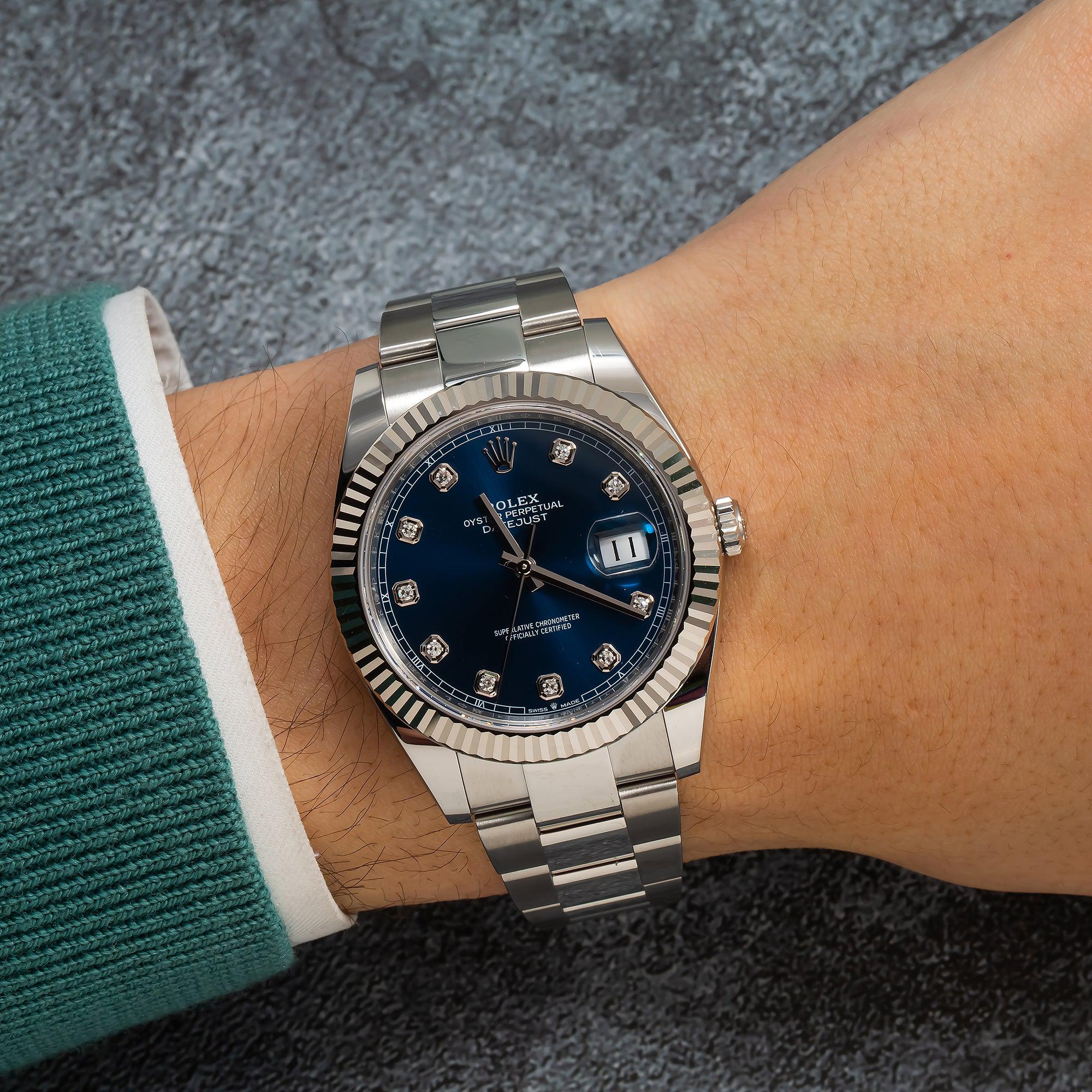 Rolex Datejust 41MM 126334 Blue Diamond Dial Fluted Bezel Stainless Steel Oyster Bracelet