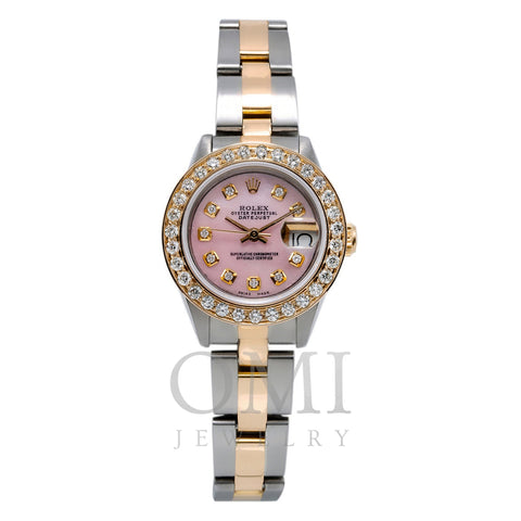 Ladies Rolex 26MM Pink MOP Diamond Dial Stainless Steel Oyster Bracele -  OMI Jewelry