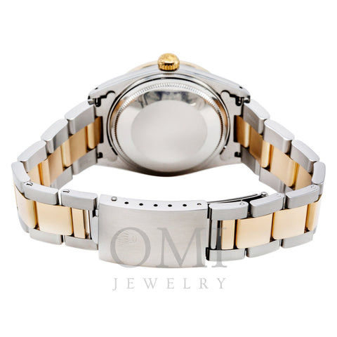 Rolex Datejust Two Tone Diamond Watch, 1601 36mm, Green Dial With 1.20CT Diamond Bezel