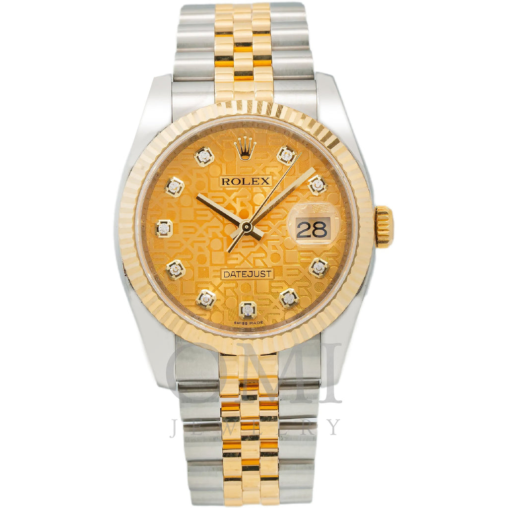 Rolex Datejust 116233 36MM Champagne Diamond Dial With Two Tone Bracelet