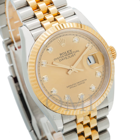 Rolex Datejust 126233 36MM Champagne Diamond Dial With Two Tone Bracelet