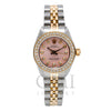 Rolex Oyster Perpetual Diamond Watch, 26mm, Pink Dial With 1.00 CT Diamond Bezel