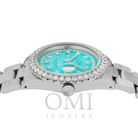 Rolex Datejust 16220 36MM Turquoise Diamond Dial With Diamond Bezel