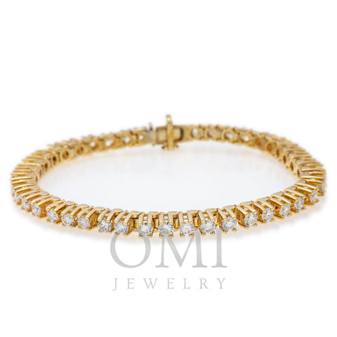 14K Yellow Gold Men's Tennis Bracelet With 8 CT Diamonds