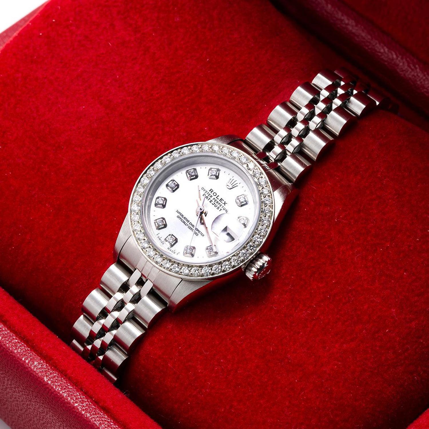 Rolex Datejust 26MM 69160 Silver Diamond Dial Diamond Bezel Stainless Steel Jubilee Bracelet 0.9ct