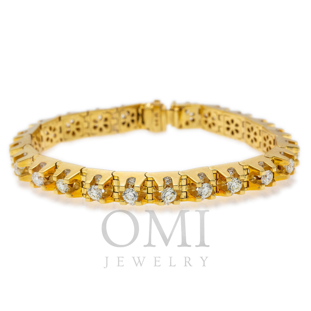 14K Yellow Gold Men's Tennis Bracelet With 9.50 CT Diamonds