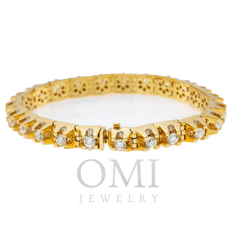 14K Yellow Gold Men's Tennis Bracelet With 9.50 CT Diamonds
