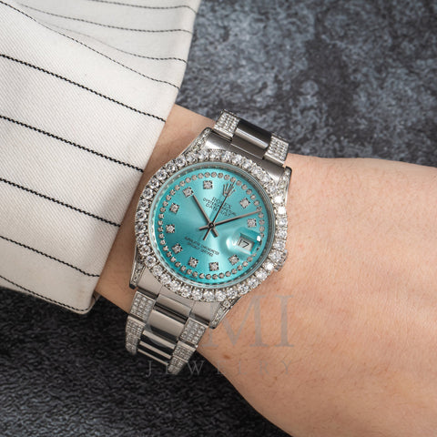 Rolex Datejust 16220 36MM Turquoise Diamond Dial With Diamond Bezel