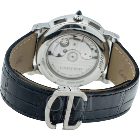 Cartier Rotonde Chronograph WSRO0002 40MM White Dial With Black Leather Bracelet