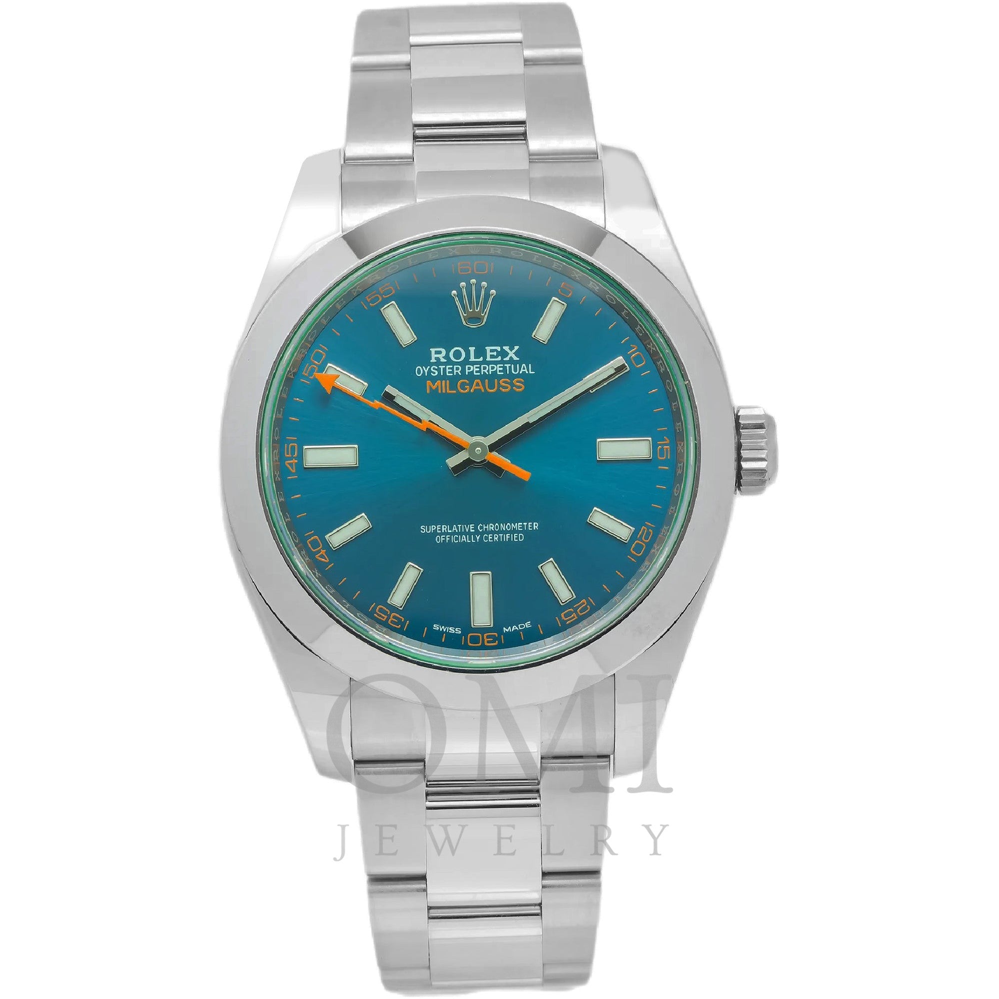 civilisation komme hensynsfuld Rolex Oyster Perpetual Milgauss 116400GV 40MM Blue Dial - OMI Jewelry
