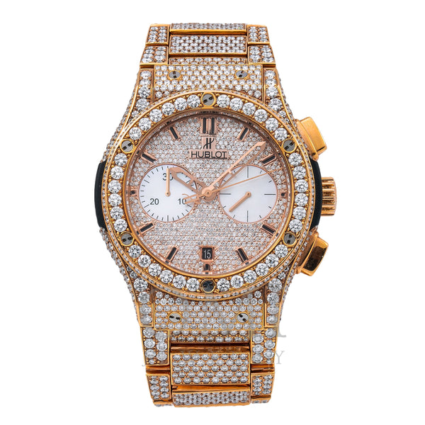 Hublot Classic Fusion Chronograph 520OX1180 45MM Champagne Diamond Dial With 31.75 CT Diamonds