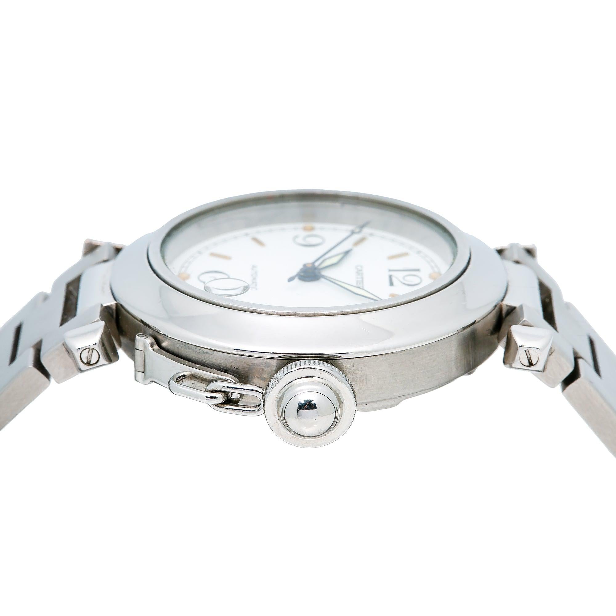 Cartier Pasha C W31015M7 35MM White Dial With Stainless Steel Bracelet