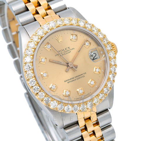Rolex Oyster Perpetual DateJust 31MM Champagne Diamond Dial With Two Tone Bracelet
