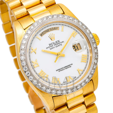 Rolex Day-Date 18038 36MM White Dial With Yellow Gold President Bracelet