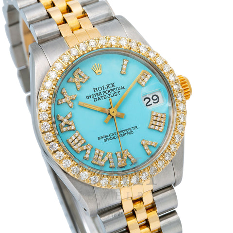 Rolex Datejust 6827 31MM Blue Diamond Dial With Two Tone Bracelet