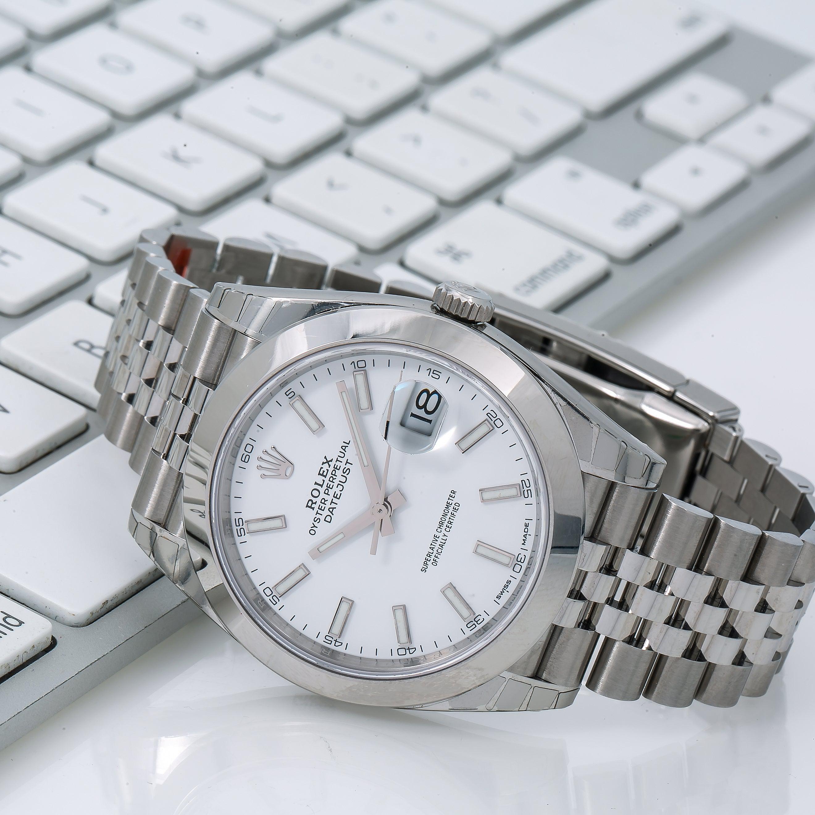 Rolex Datejust 41MM 126300 White Dial Smooth Bezel Stainless Steel Jubilee Bracelet