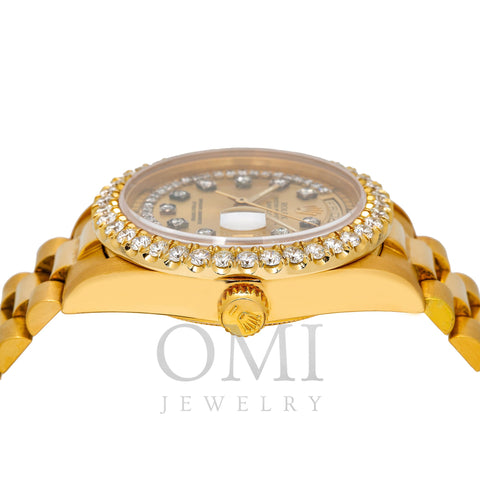 Rolex Day-Date 18038 36MM Champagne Diamond Dial With Yellow Gold President Bracelet