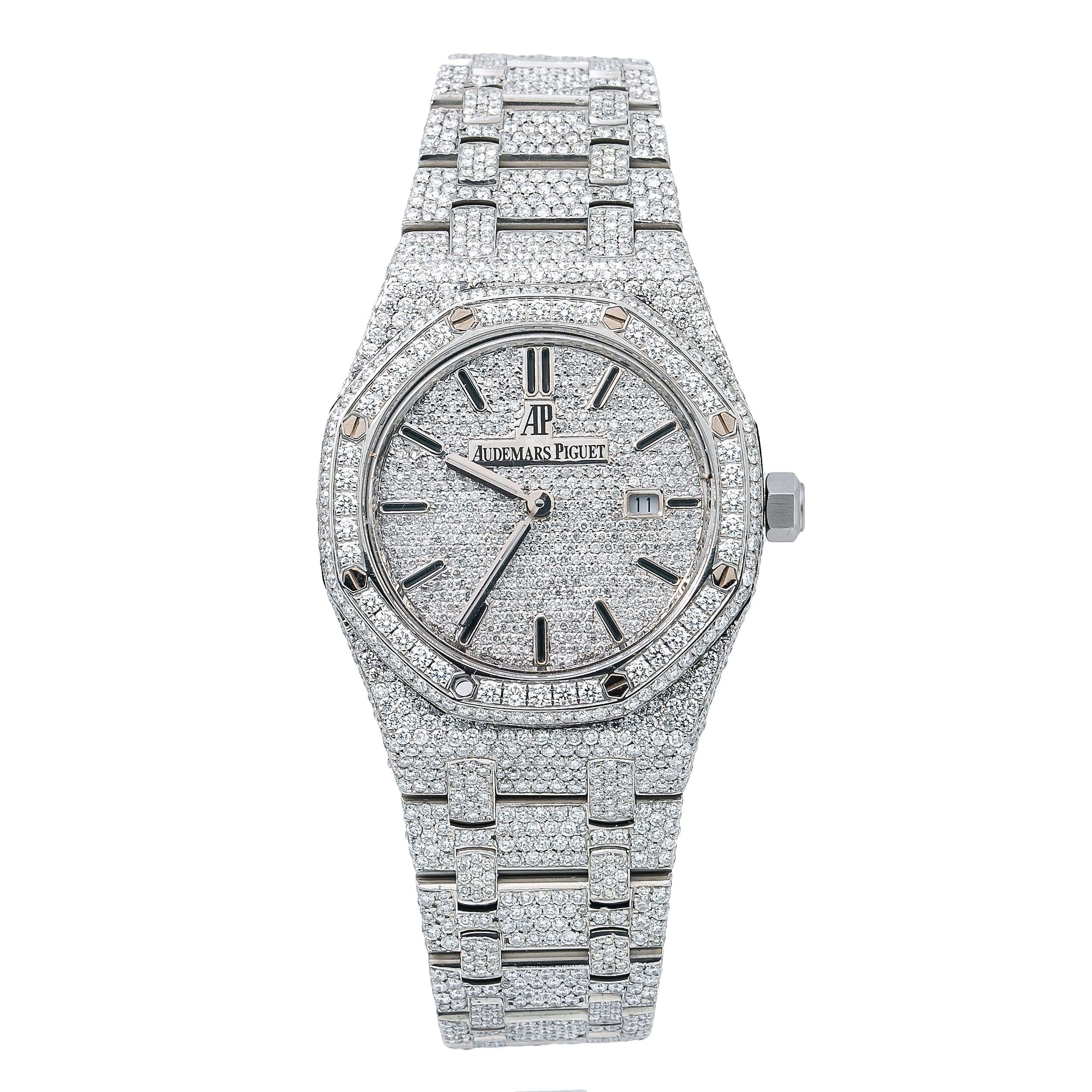 Audemars Piguet Royal Oak 33MM 67651 Diamond Paved Dial Stainless Steel Bezel Stainless Steel Bracelet