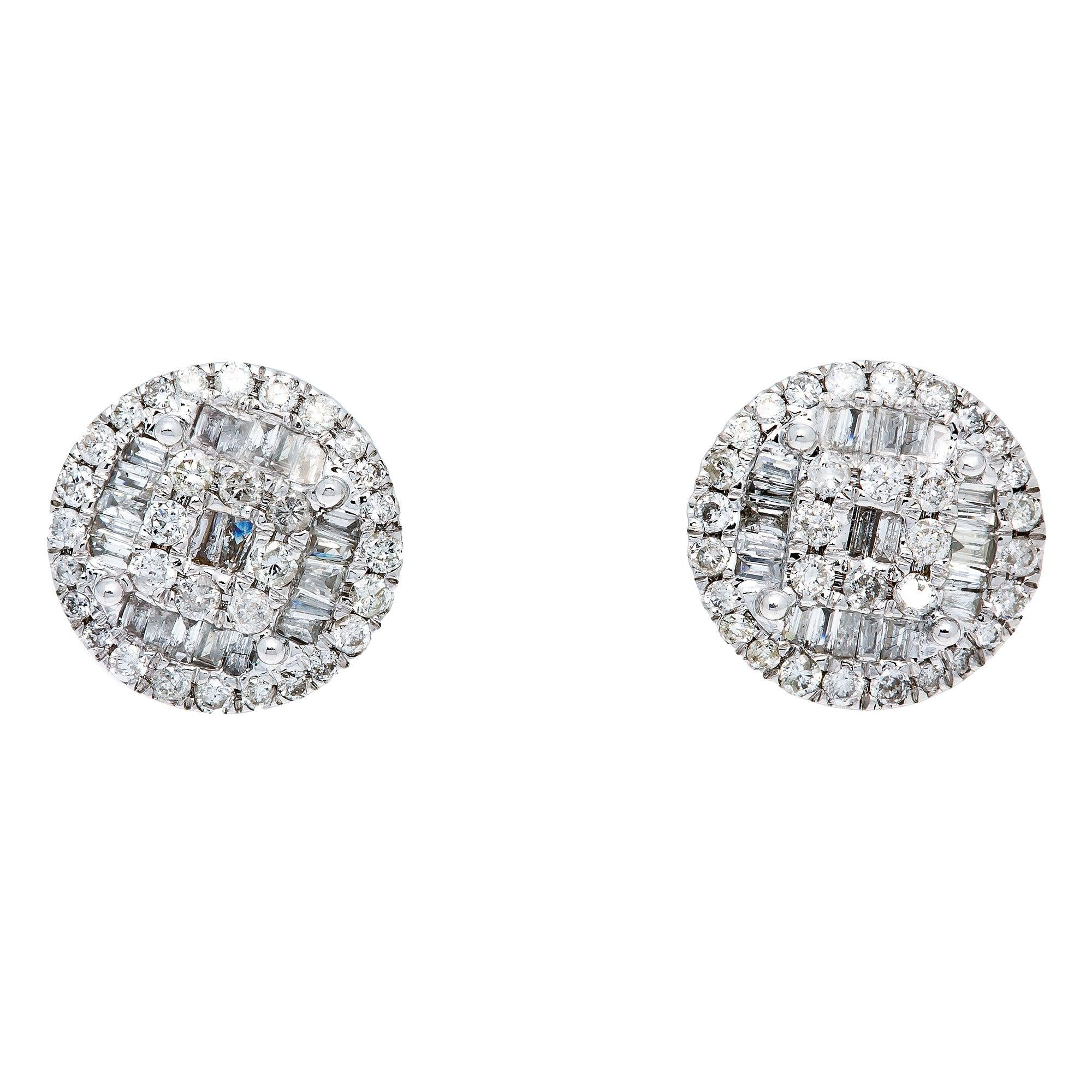 14K White Gold Unisex Earrings with 1.21 CT Diamond