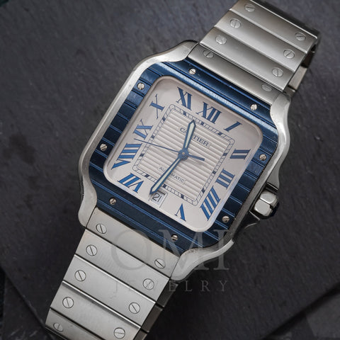Cartier Santos De Cartier WSSA0030 40MM Silver Dial With Blue Bezel