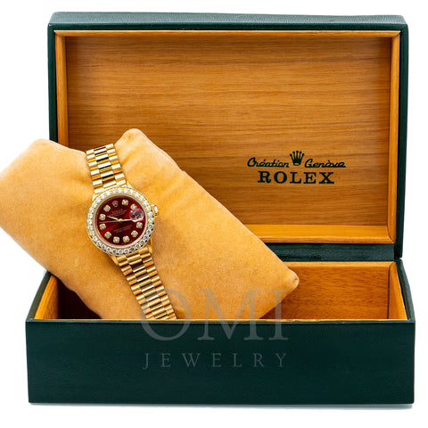 Rolex Oyster Perpetual Datejust 6517 26MM Red Diamond Dial With 0.95 CT Diamonds