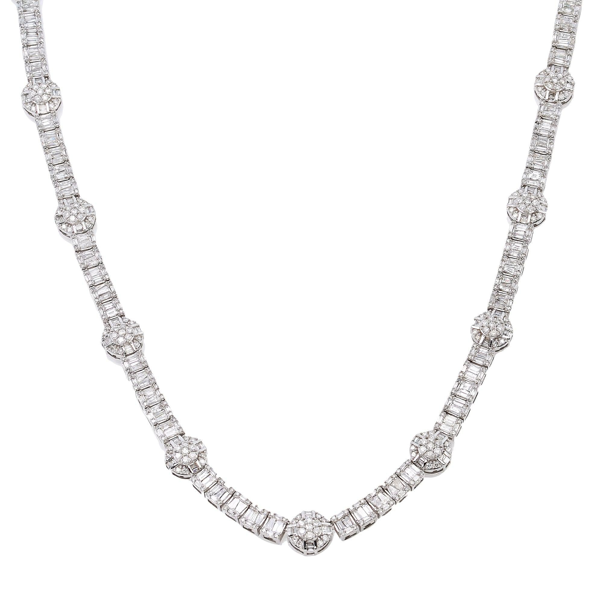 14K White Gold Unisex Necklace with  12.73 CT Diamonds