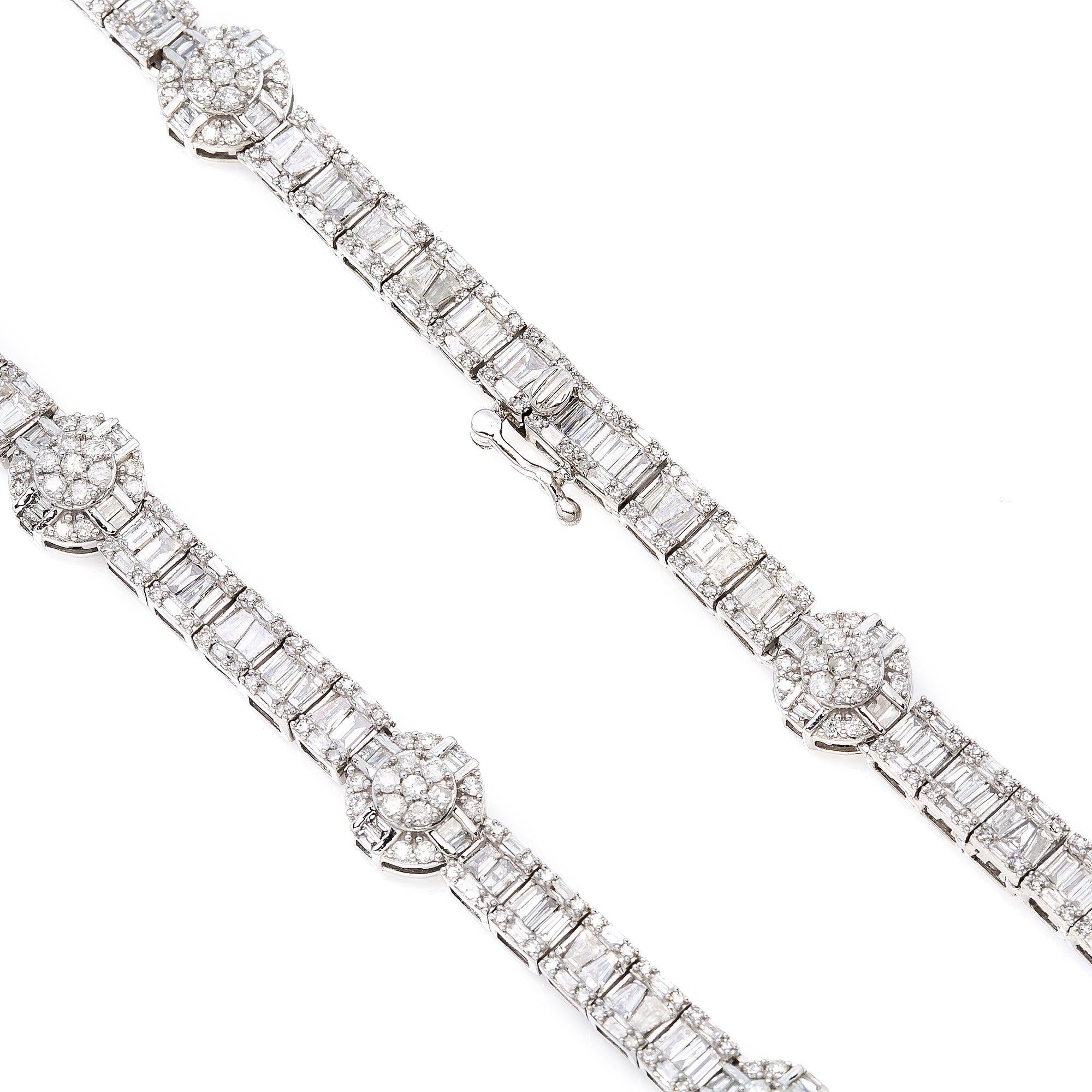 14K White Gold Unisex Necklace with  12.73 CT Diamonds