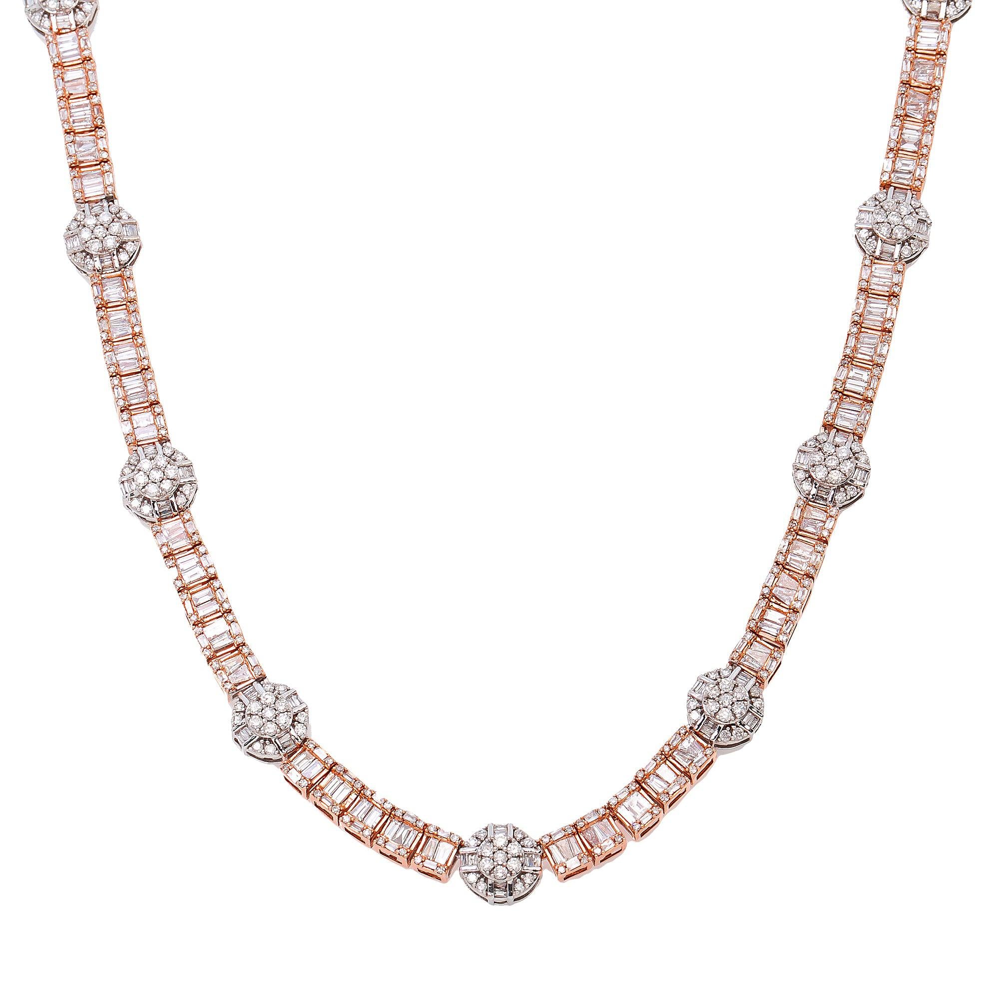 14K ROSE GOLD BAGUETTE DIAMOND CHAIN 12.73 CT